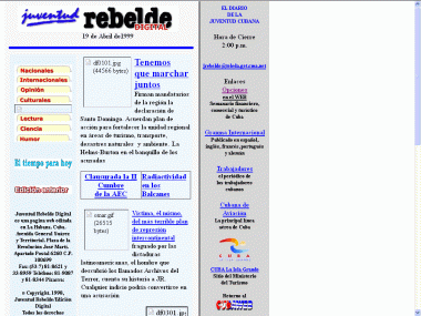Juventud Rebelde, 19 de abril de 1999.
